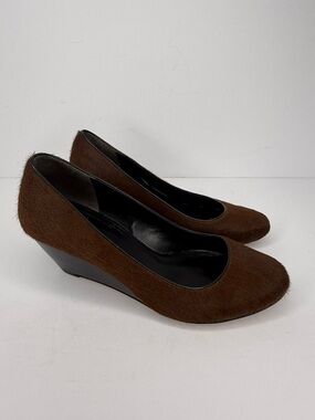 Vintage Cole Haan / Nike Air Lainey Wedge Chestnut Haircalf Shoes Womens Sz 6